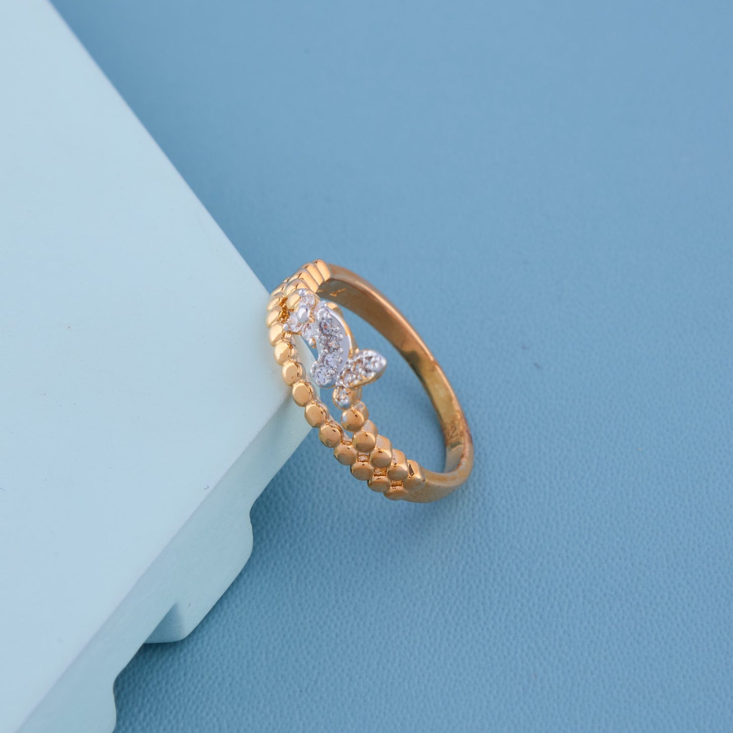Gold-Plated Butterfly Design Adjustable Ring