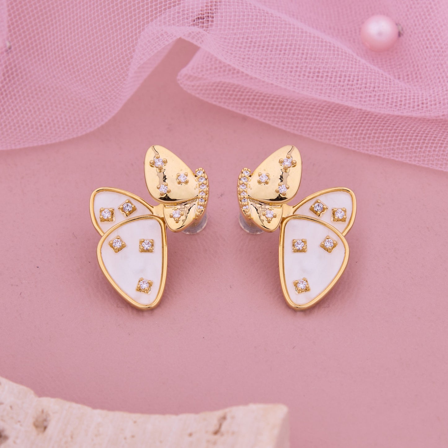 Butterfly-Inspired Diamond Earrings with Bow Details