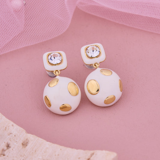 Gold Dot and Diamond Earrings Elegant Luxury