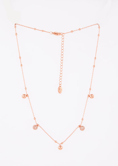 Rose Gold-Plated Beaded Charm Necklace by GC Premium Jewellery