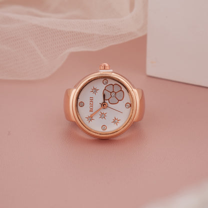 Elegant Floral Rose Gold Ring Watch – GC Premium Jewellery