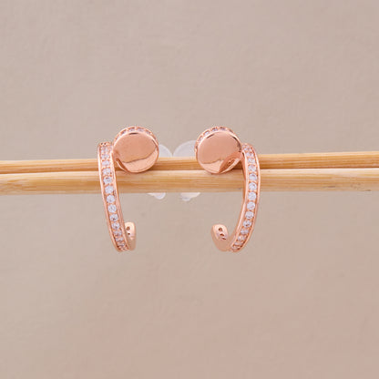 Rose Gold Sparkle Open Hoops
