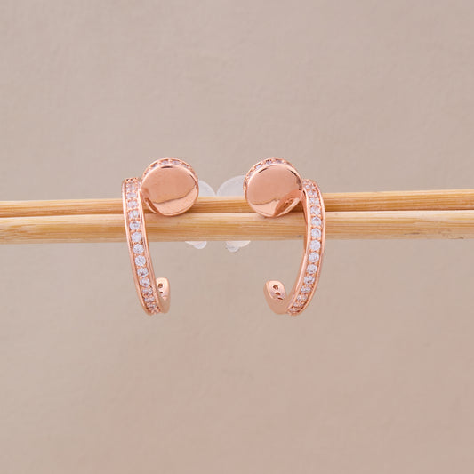 Rose Gold Sparkle Open Hoops