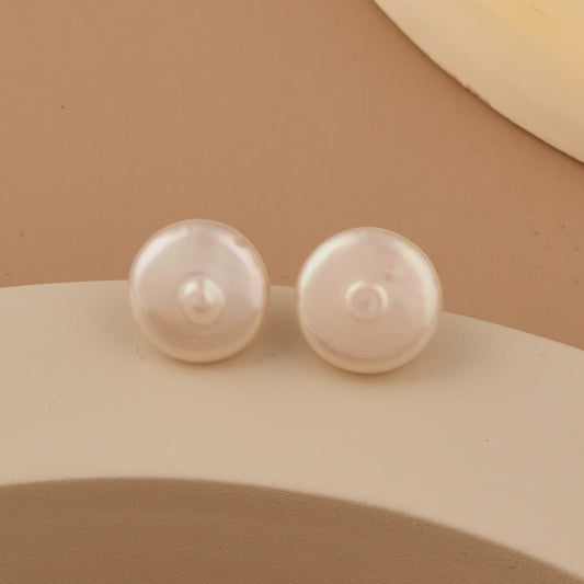 Modern Marble-Finish Circular Earrings