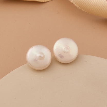 Modern Marble-Finish Circular Earrings