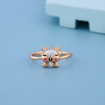 Cute Devil Face Rose Gold Adjustable Ring