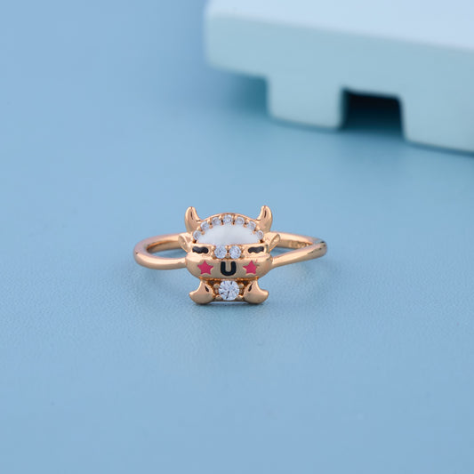 Cute Devil Face Rose Gold Adjustable Ring