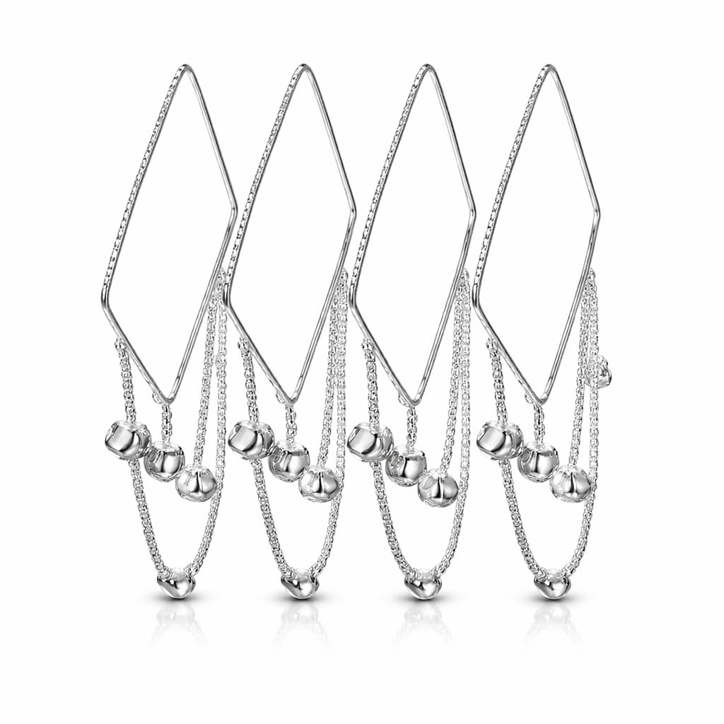 Stylish Square Bangle Set for Women | Designer Cable Chain Bell Tassel Bangles | Modern Fashion Jewellery (Set of 4)