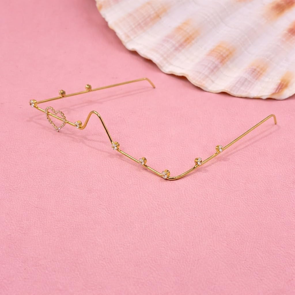 Heart Design Facelet with Cubic Zirconia Stones for Women | Minimal Nose Frame Face Jewellery | Brass Base Stylish Statement Face Accessory