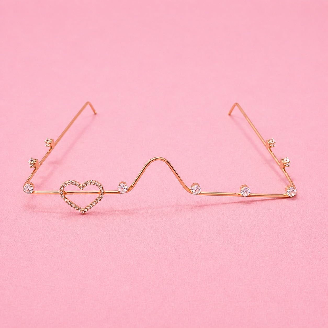 Heart Design Facelet with Cubic Zirconia Stones for Women | Minimal Nose Frame Face Jewellery | Brass Base Stylish Statement Face Accessory