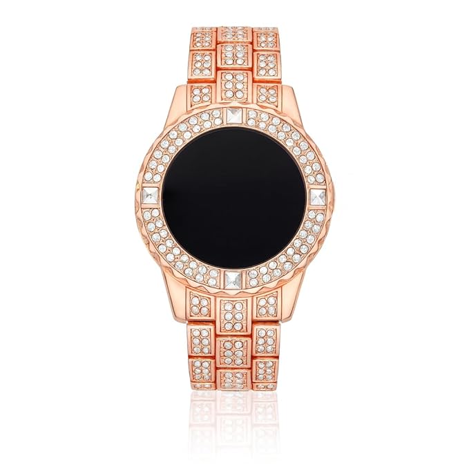 Crystal Studded Rose Gold Digital Watch for Women