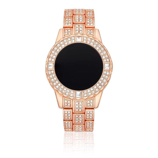 Crystal Studded Rose Gold Digital Watch for Women