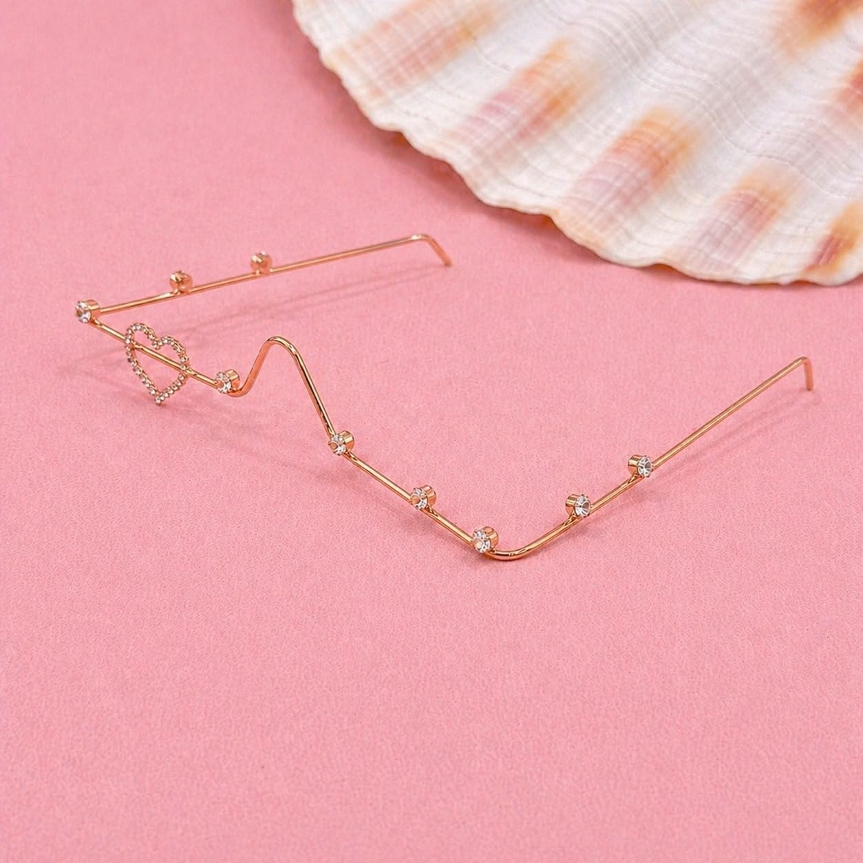 Heart Design Facelet with Cubic Zirconia Stones for Women | Minimal Nose Frame Face Jewellery | Brass Base Stylish Statement Face Accessory
