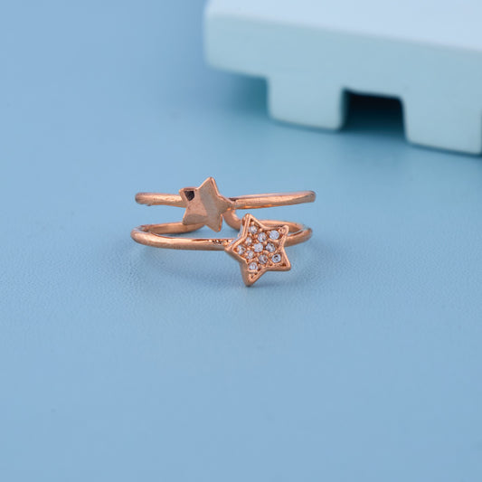Double Star Rose Gold Adjustable Ring