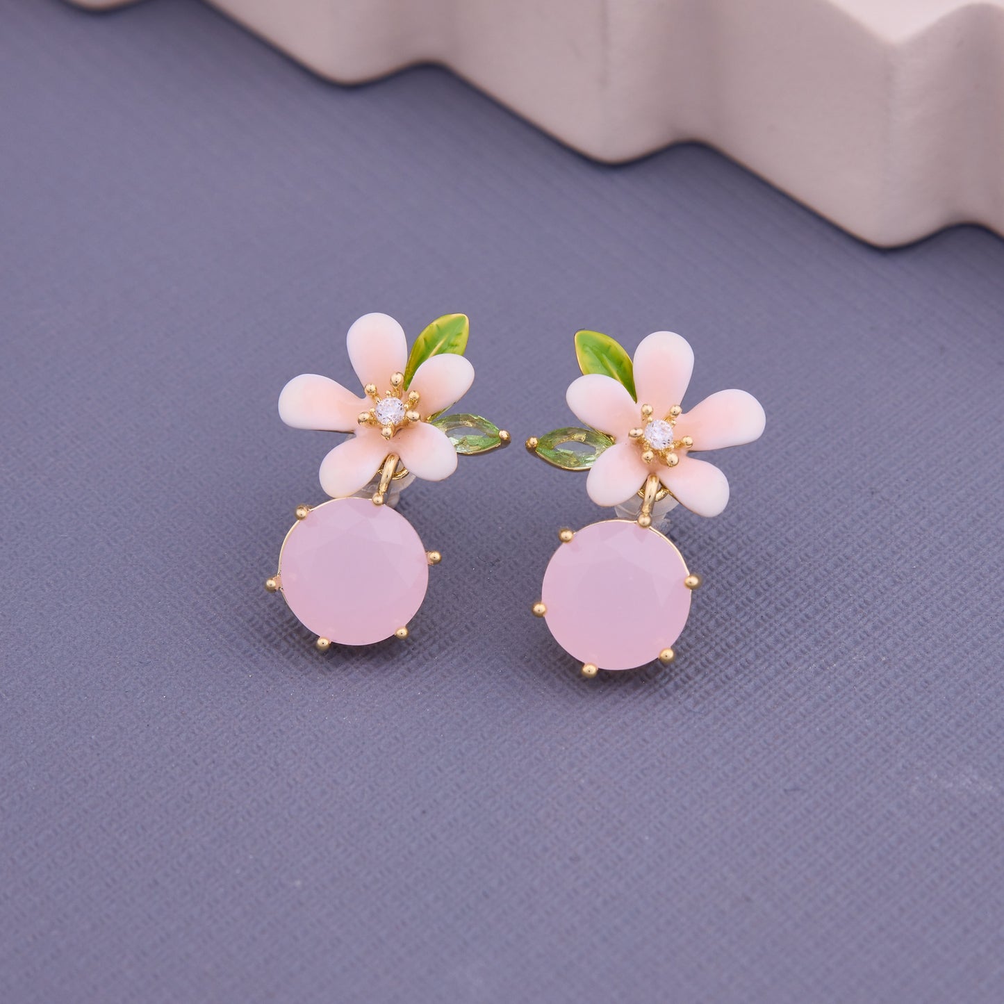 Floral Earrings with Embedded Stones