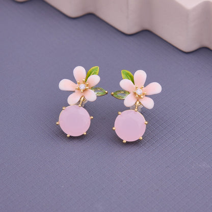Floral Earrings with Embedded Stones