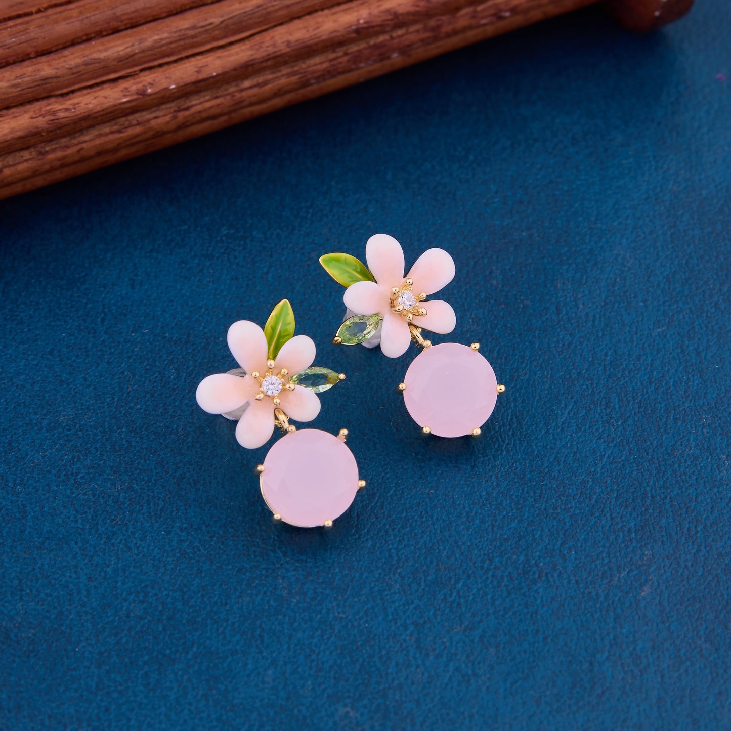 Floral Earrings with Embedded Stones