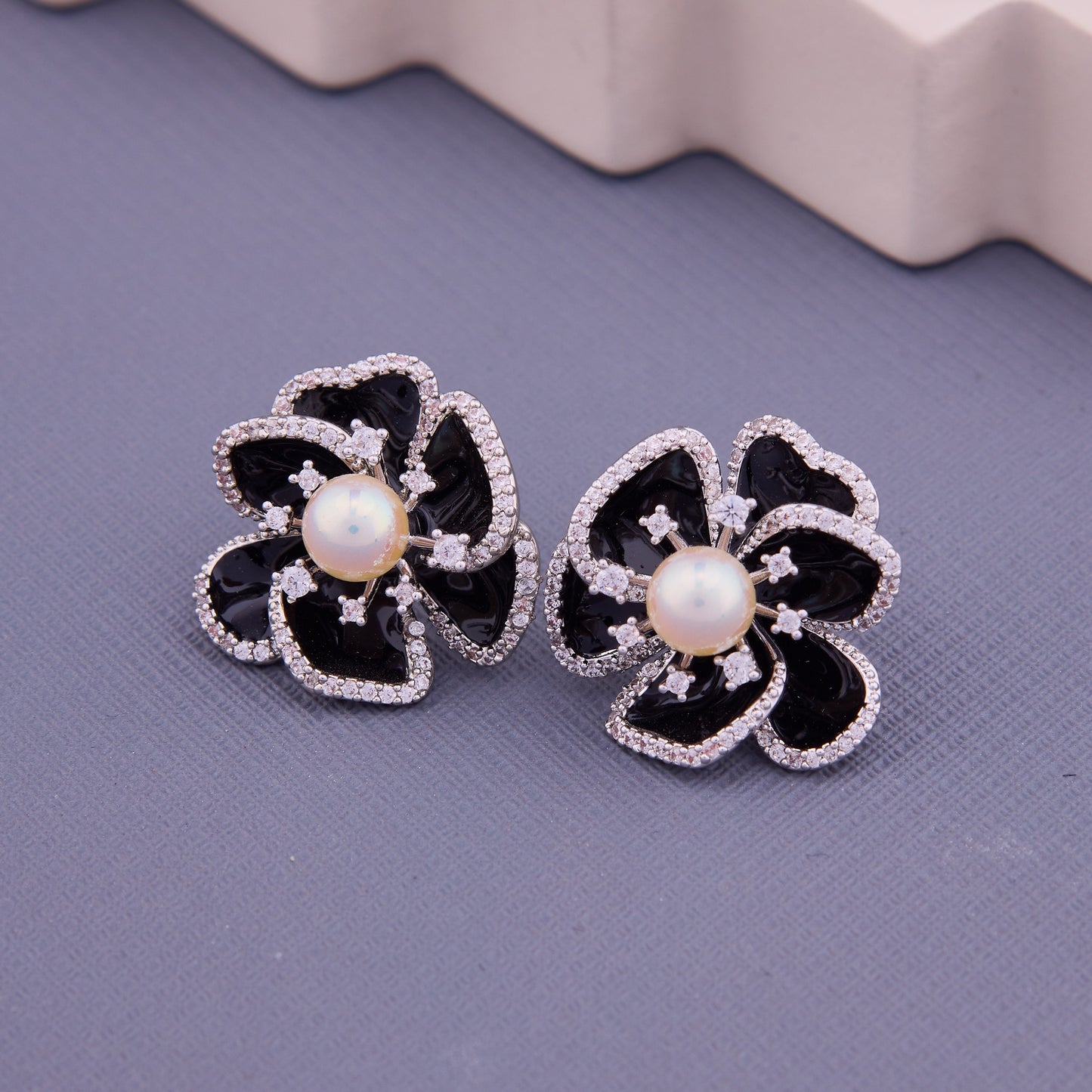 Monochrome Elegance Handmade Black & White Stone Earrings