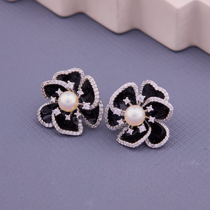 Monochrome Elegance Handmade Black & White Stone Earrings