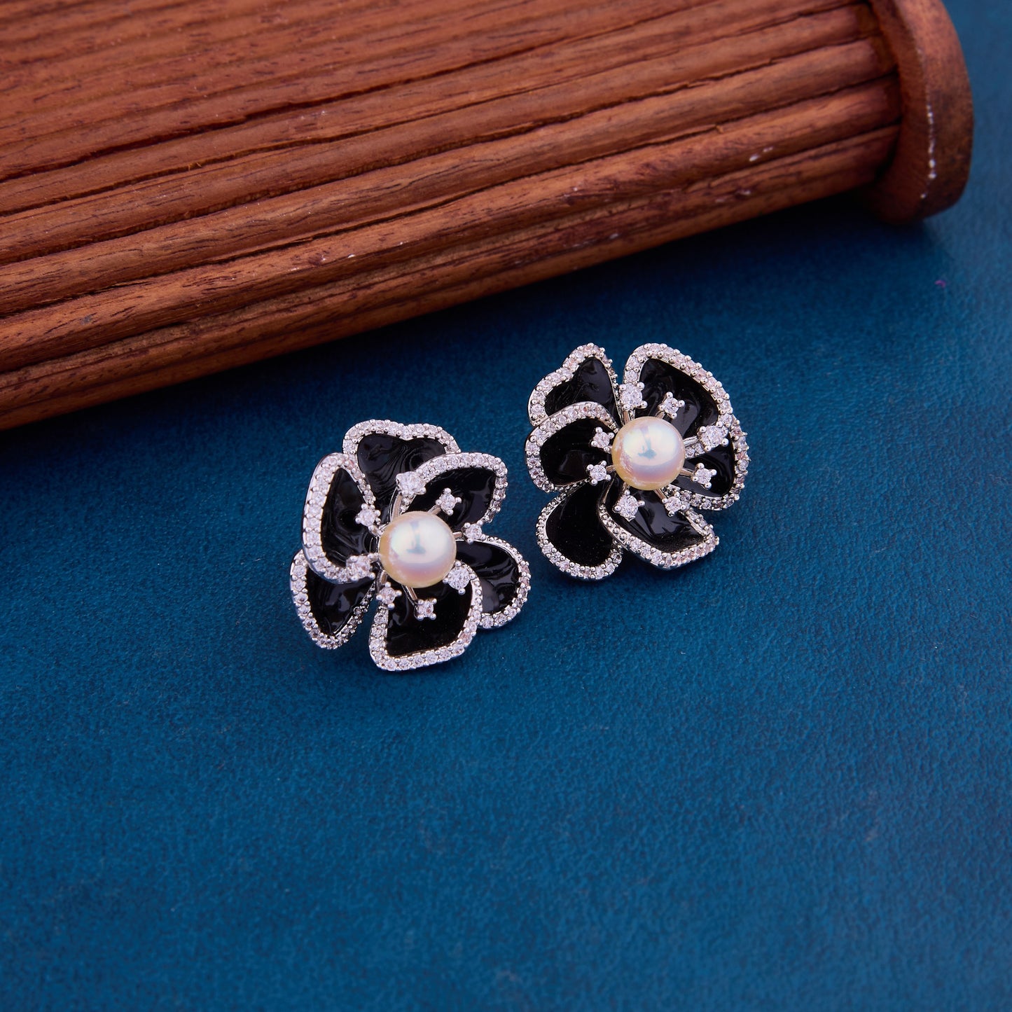 Monochrome Elegance Handmade Black & White Stone Earrings