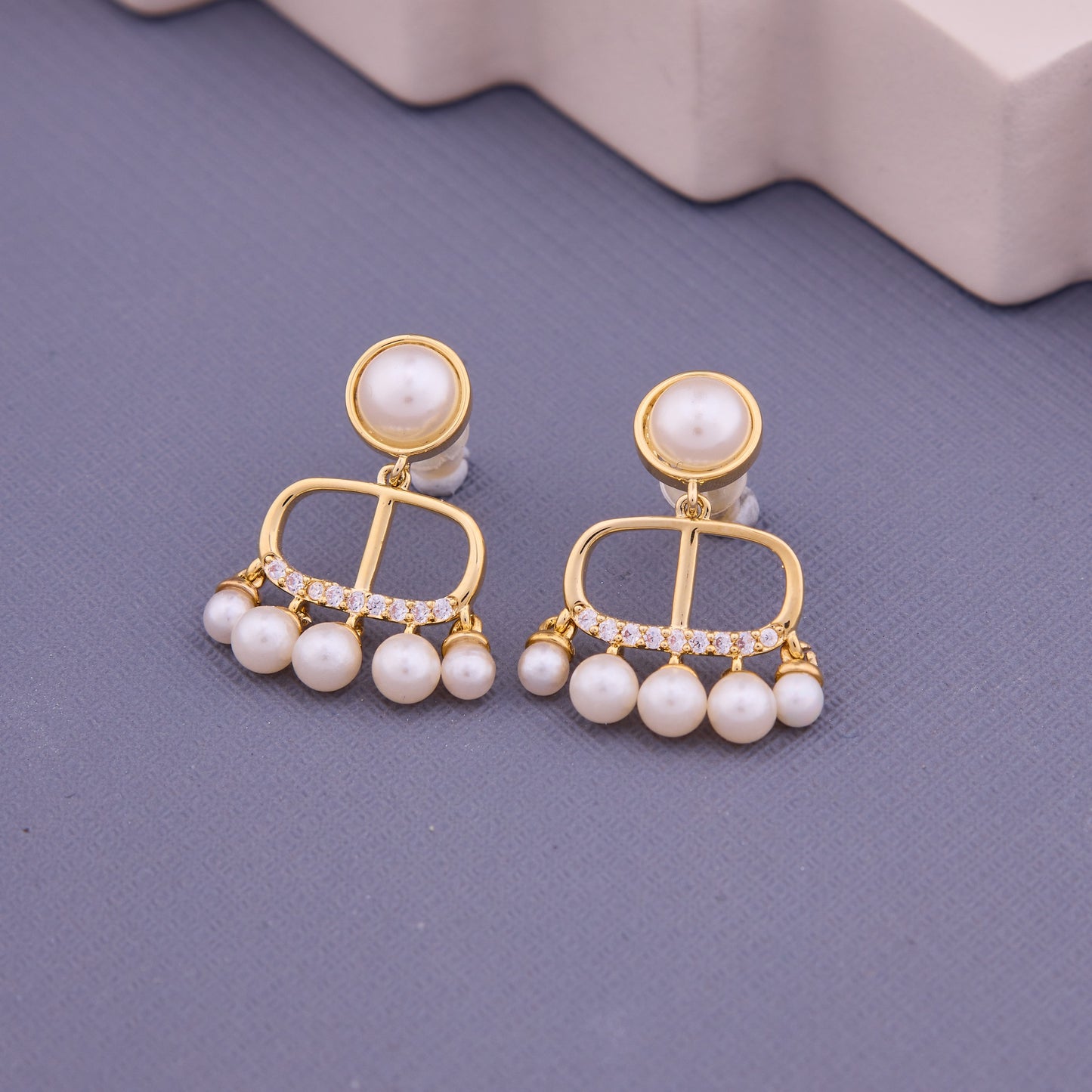 Golden Grace Pearl-Adorned Gold Earrings