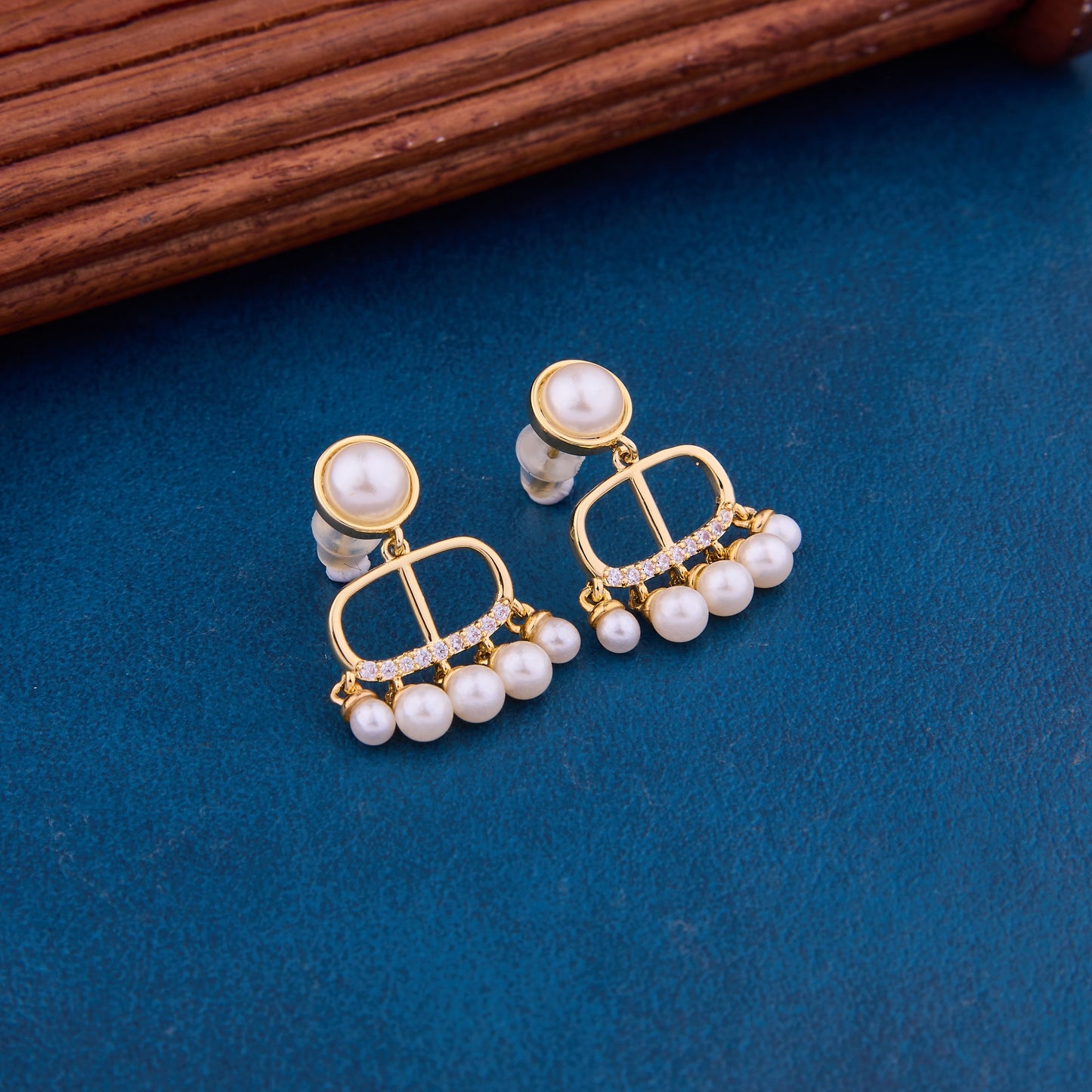 Golden Grace Pearl-Adorned Gold Earrings
