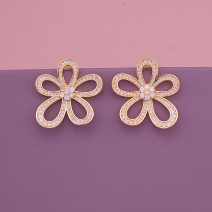 Timeless Elegance Diamond-Studded Gold Earrings