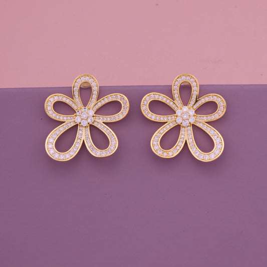 Timeless Elegance Diamond-Studded Gold Earrings