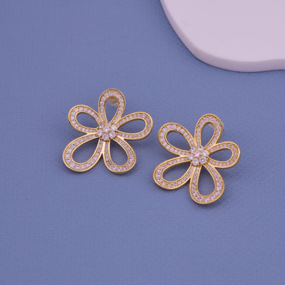 Timeless Elegance Diamond-Studded Gold Earrings