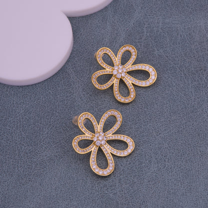 Timeless Elegance Diamond-Studded Gold Earrings