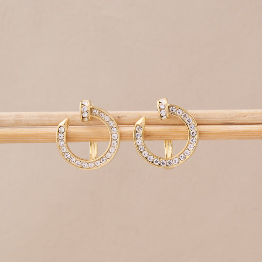 Golden Spark Crystal C-Hoop Earrings