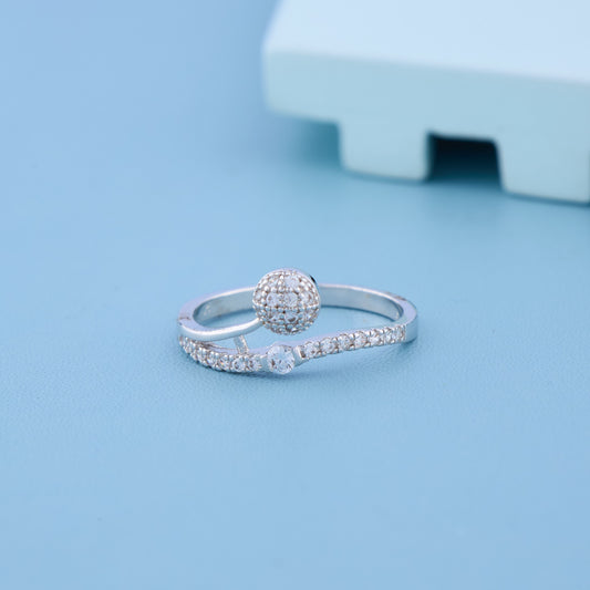 Crystal Ball Silver Ring