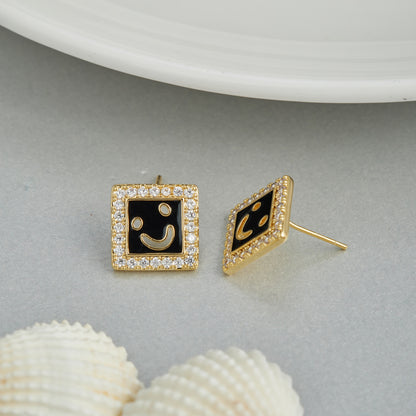 White Shell Smiley Face Earrings Playful & Charming Accessory