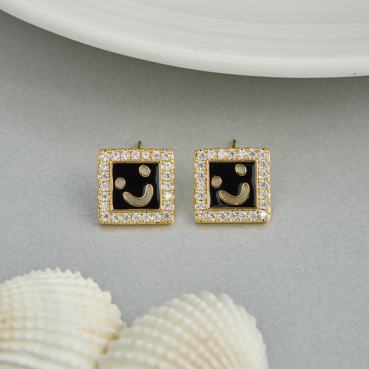 White Shell Smiley Face Earrings Playful & Charming Accessory