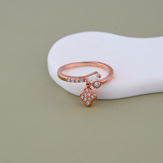 Rose Gold Crystal Charm Ring