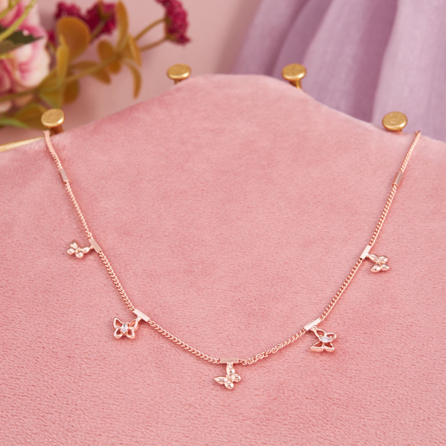 Rose Gold Butterfly Charm Necklace by GC Premium Jewellery