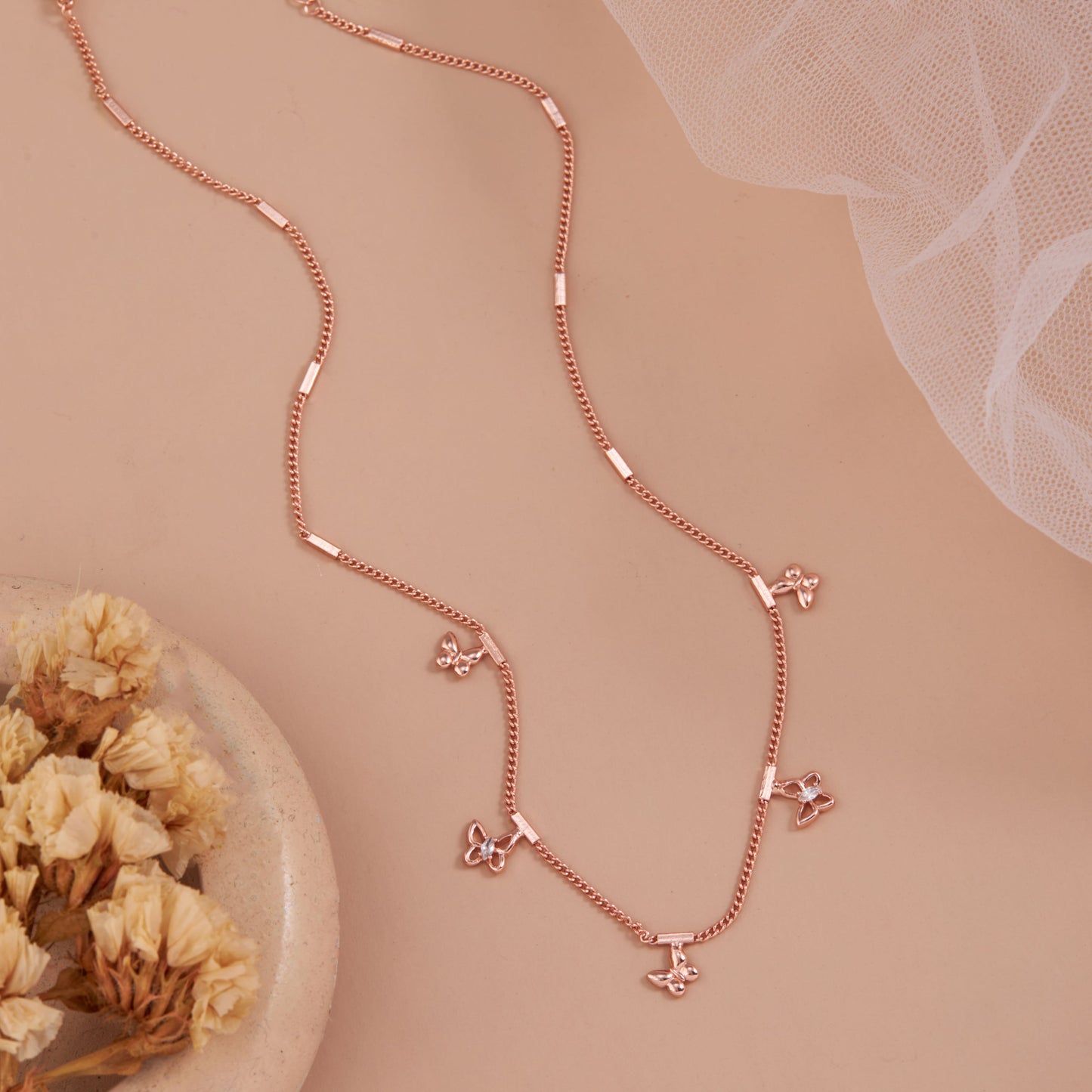 Rose Gold Butterfly Charm Necklace by GC Premium Jewellery