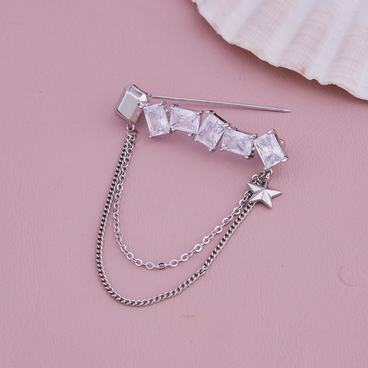 Crystal Chain Brooch