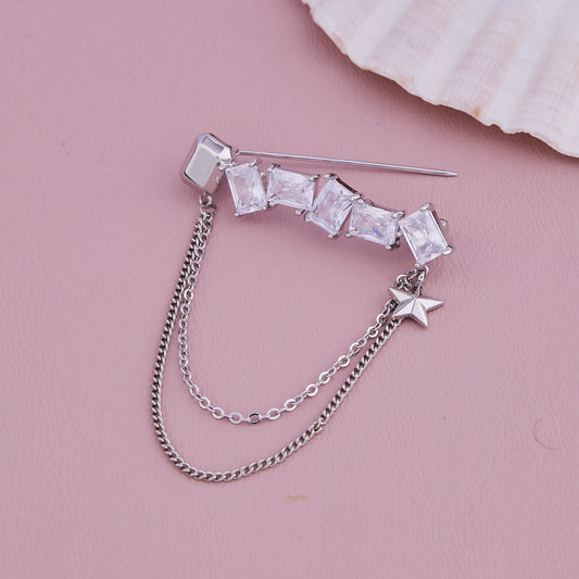 Crystal Chain Brooch