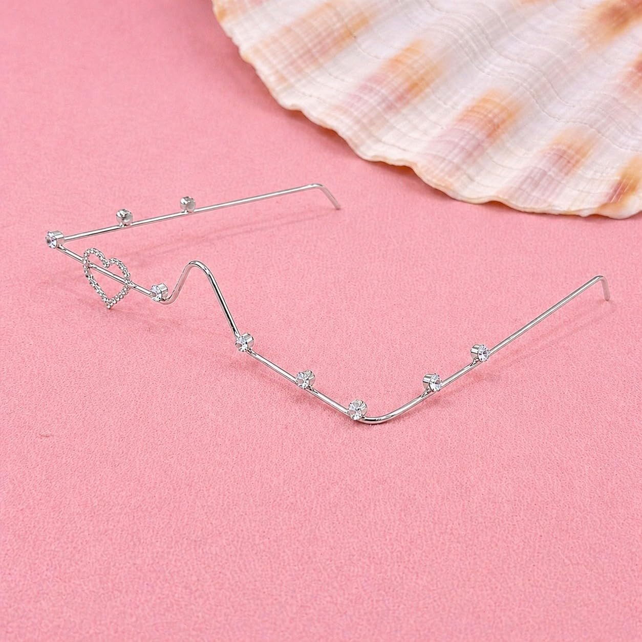 Heart Design Facelet with Cubic Zirconia Stones for Women | Minimal Nose Frame Face Jewellery | Brass Base Stylish Statement Face Accessory