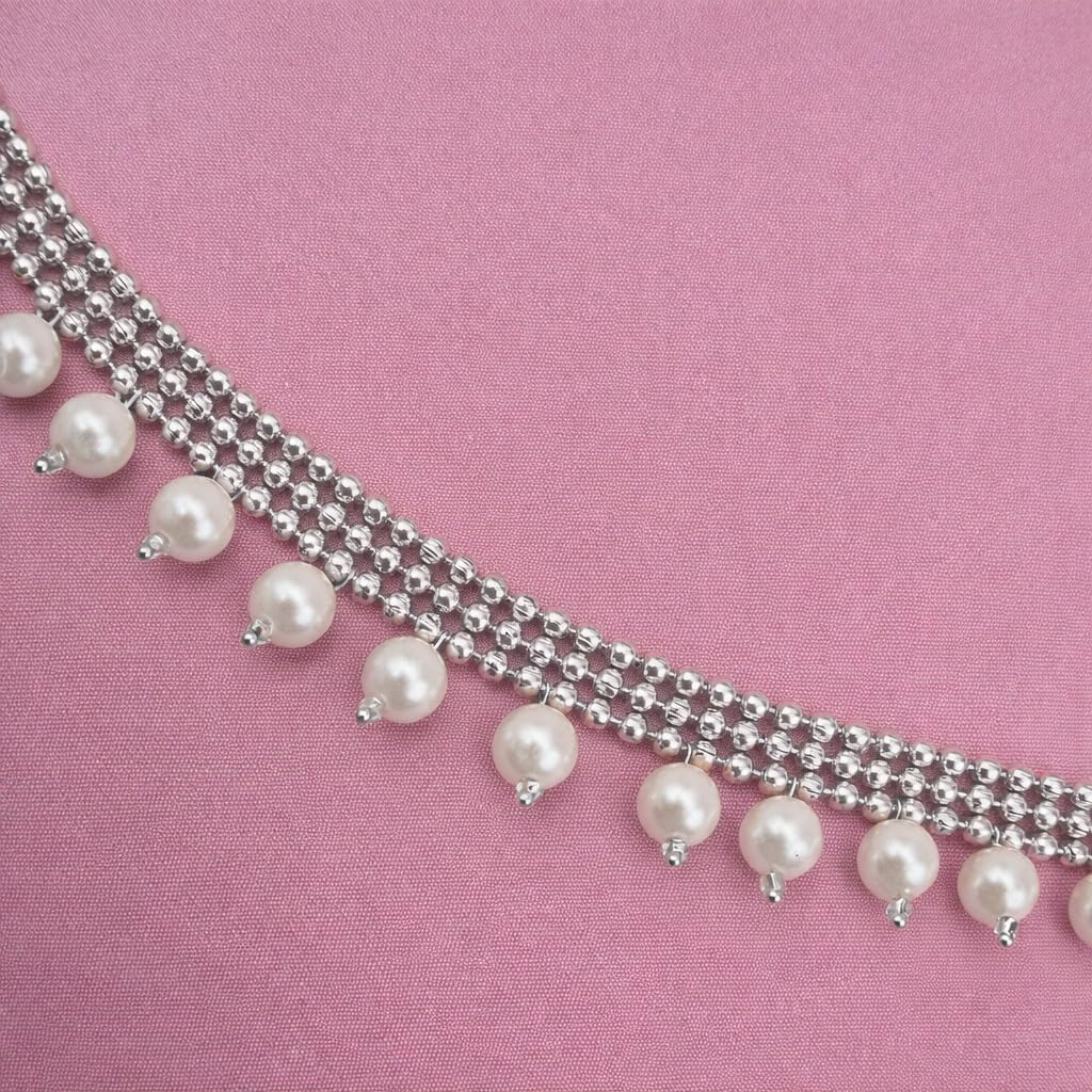 Traditional Golden Beads Waist Hip Chains Kamarband with Pearl Drops Ethnic Waist Chain Saree Vaddanam for Women & Girls