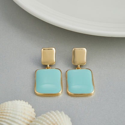 Blue Enamel Earrings Stylish Fashion Accessory