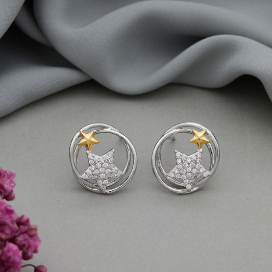 Star-Shaped Diamond Earrings Sparkling Elegance in Silver