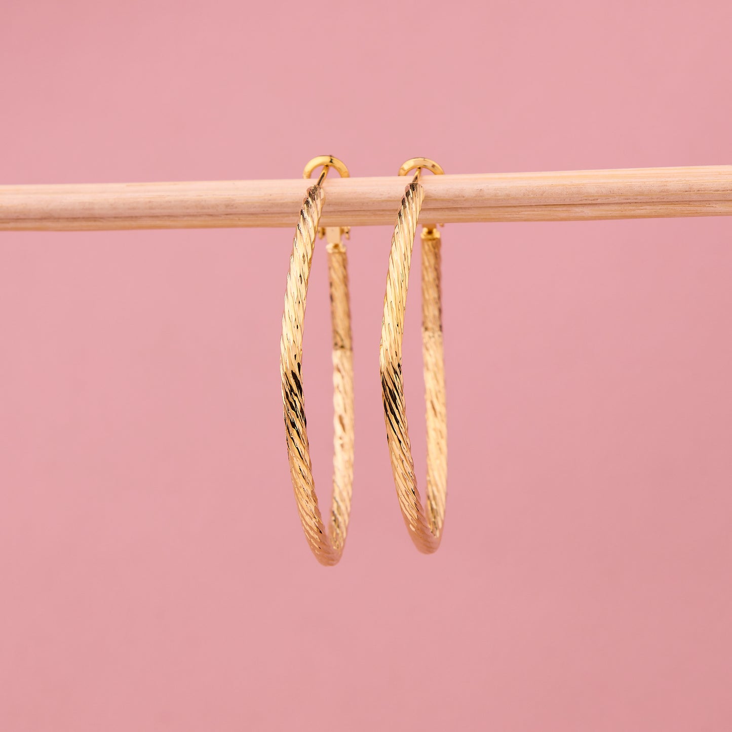 Golden Textured Hoop Earrings