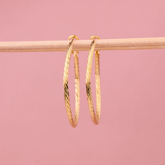 Golden Textured Hoop Earrings