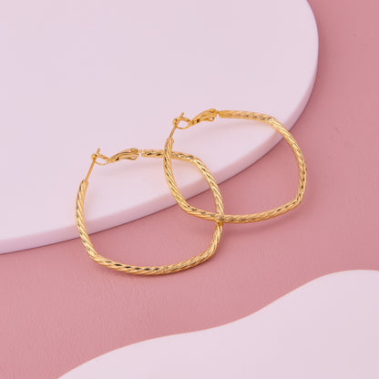 Golden Textured Hoop Earrings