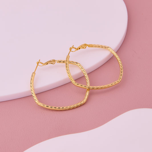Golden Textured Hoop Earrings