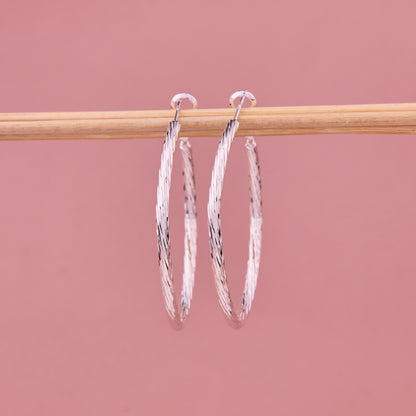 Silver Textured Hoop Earrings