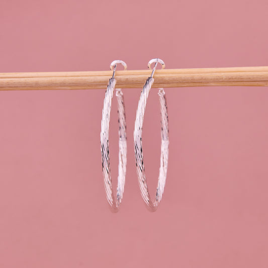 Silver Textured Hoop Earrings