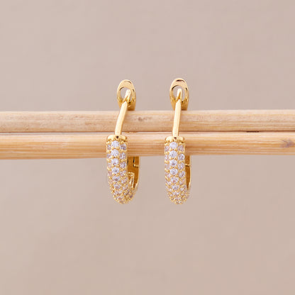 Radiant Triple Row Crystal Hoop Earrings